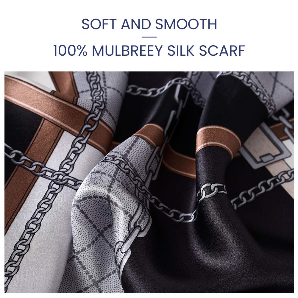 STORY OF SHANGHAI Sciarpa di 100% Seta da Donna Foulard Chiffon con Fantasie Orientale Semi-Trasparente