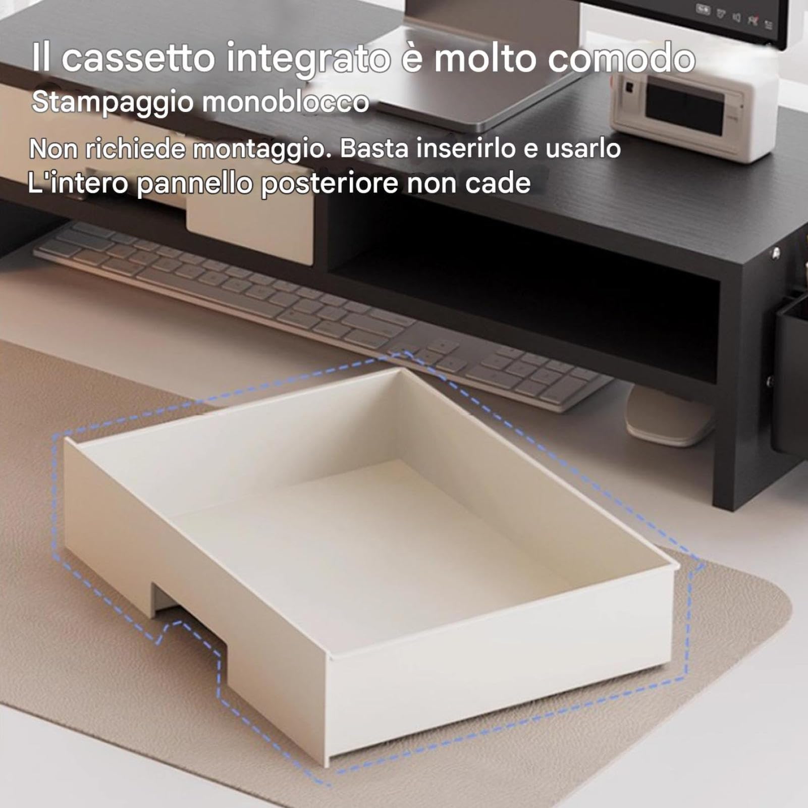 Supporto Per Monitor Da Scrivania - Organizer Ergonomico A Doppio Cassetto, Piattaforma Di Visualizzazione Del Computer Rialzata, Accessorio Multifunzionale Per L'area Di Lavoro | Organizzazione Deskt