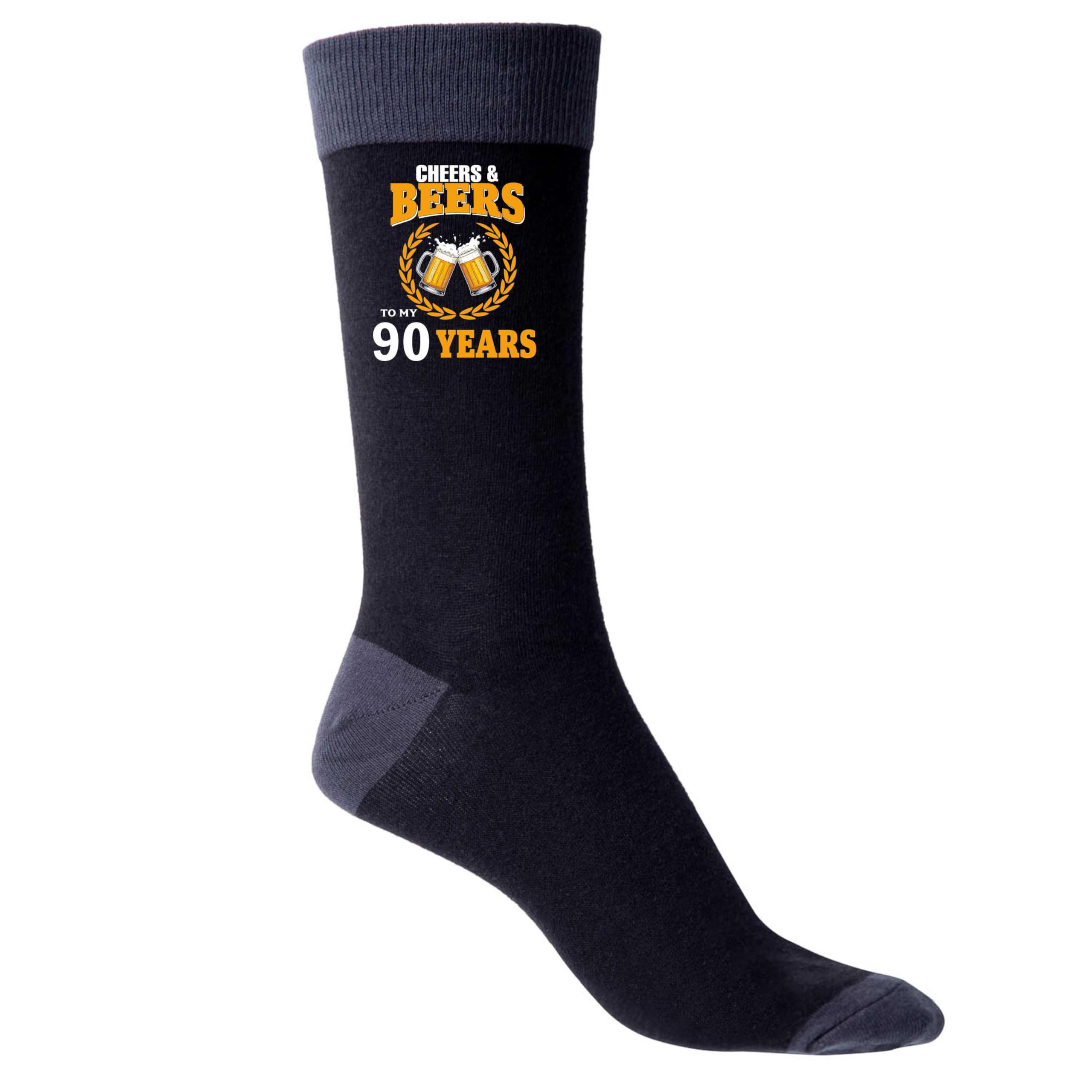 Print4U Cheers 90th Birthday Men's Black Socks Gift For Him 90 Year Old Present