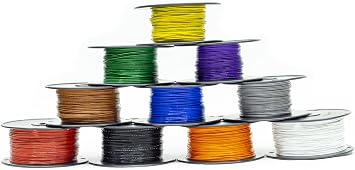 10 Colors 50ft Each Mil-Spec high Temp Wire Cable 22 Gauge Tefzel M22759/16-22
