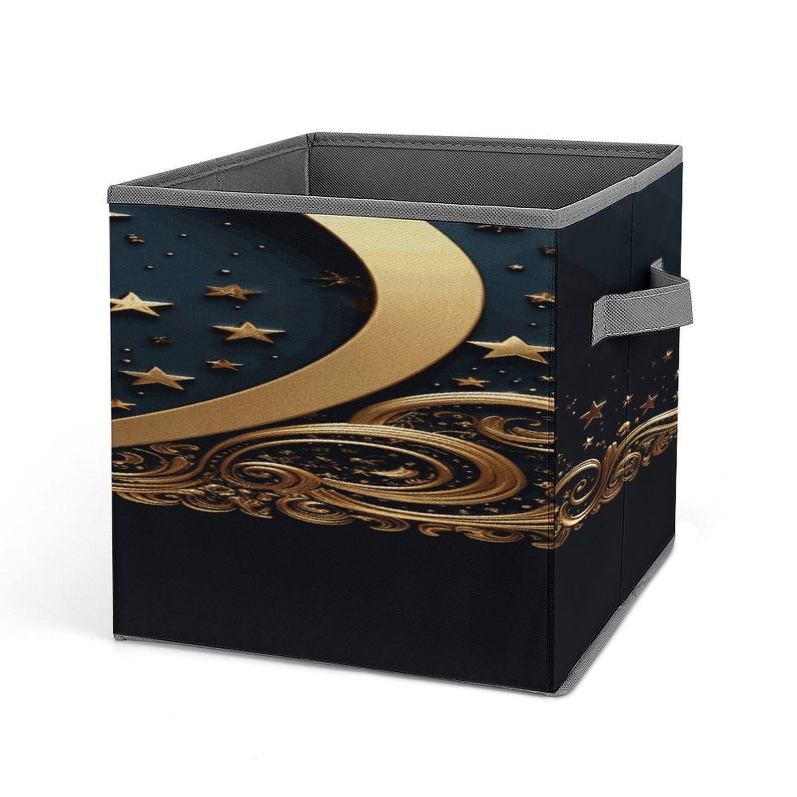 Fekiloot Style Golden Background And Crescent Moon Storage Bins Storage Baskets