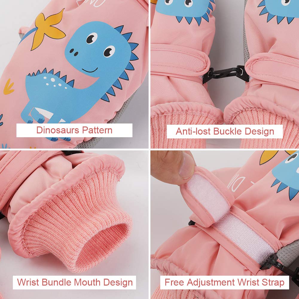 QKURT Gants De Ski Enfants Moufles Chaudes Hiver - Garçon Fille 4-9 Ans, Antidérapants Et Impermeables