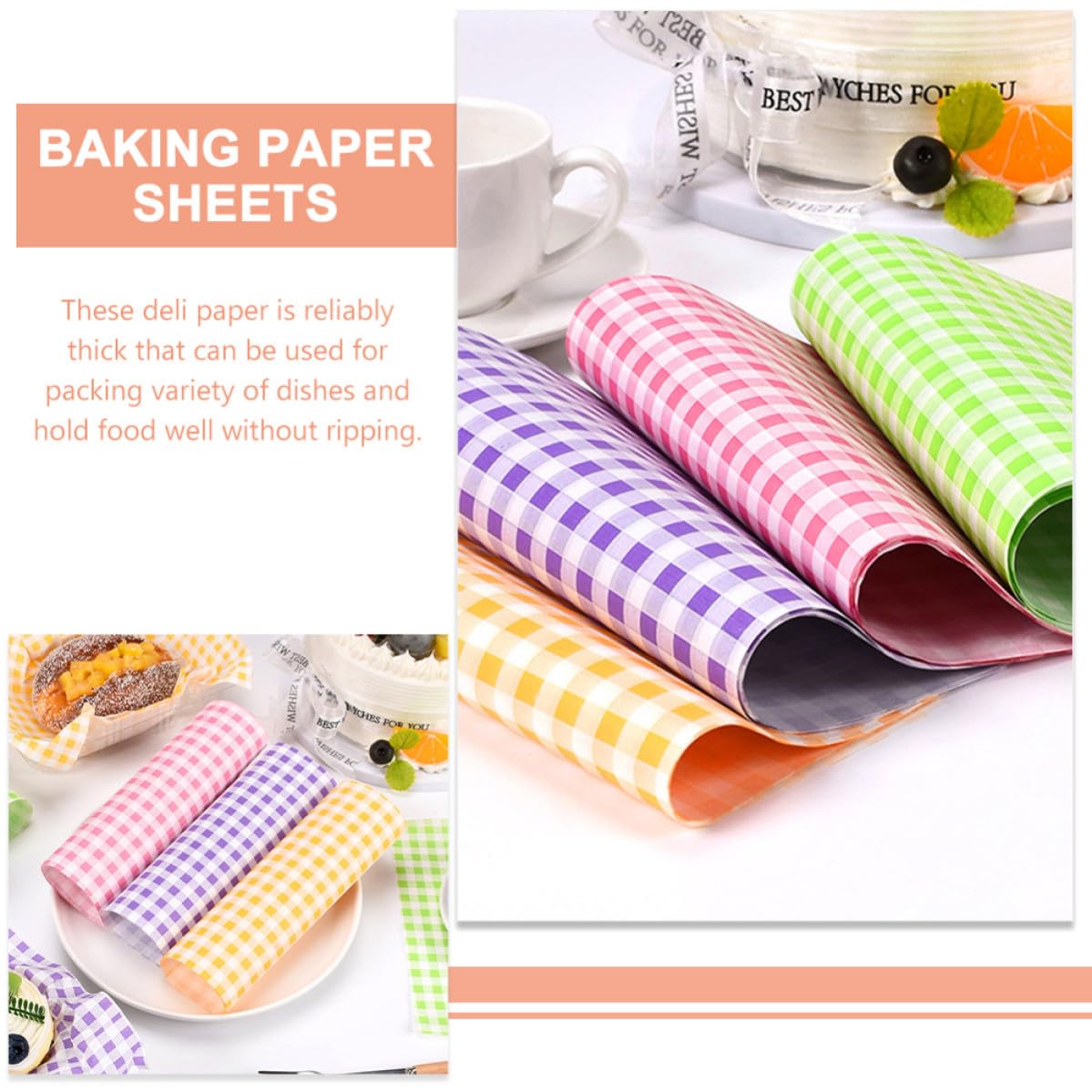 Papel para Hornear Antigrasa Estampado a Cuadros Retro, 400 Piezas de Papel para Envolver Alimentos, Resistente al Aceite y Antiadherente, Adecuado para Barbacoas