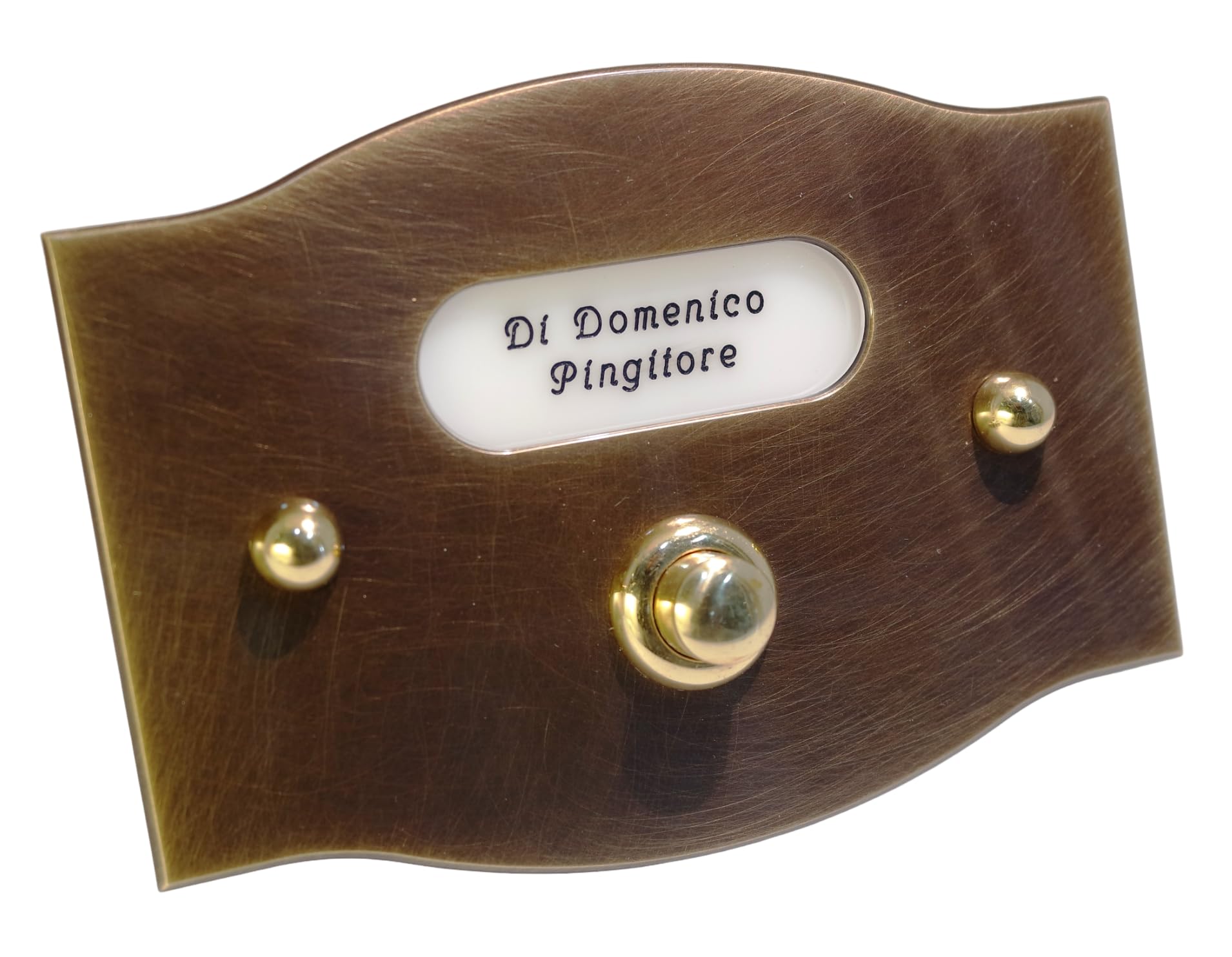 Neroni Mameli Campanello in Ottone Bronzato per Esterno abitazione - Porta Ingresso Casa, con Pulsante Elettrico - Modello Costantino - Made in Italy
