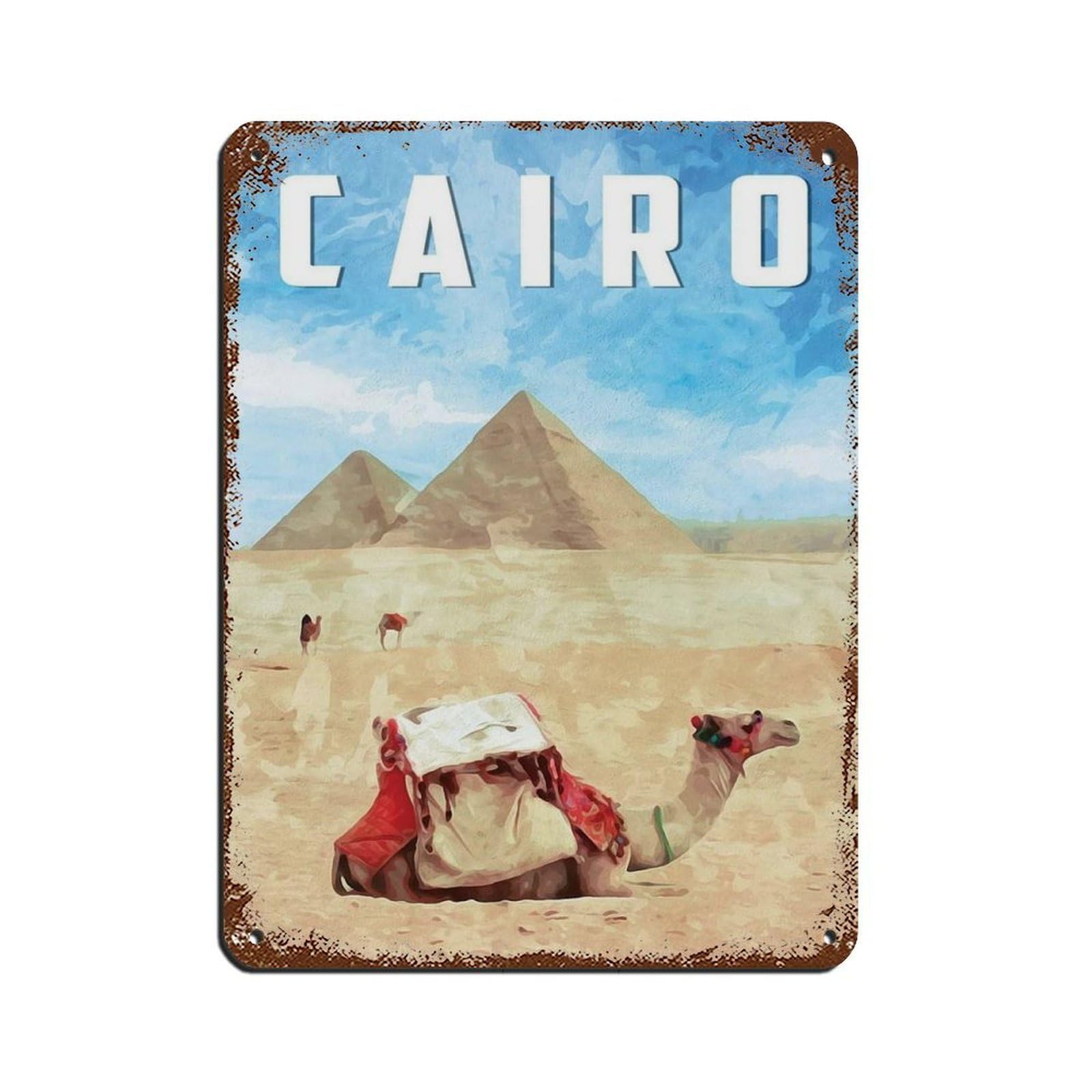 Cairo Travel Poster, Egypt Poster Retro Poster Metal Tin Sign Chic Art Retro Iron Painting Bar People Cave Cafe Family Garage Poster Wall Decoration 12x16inch(30x40cm)