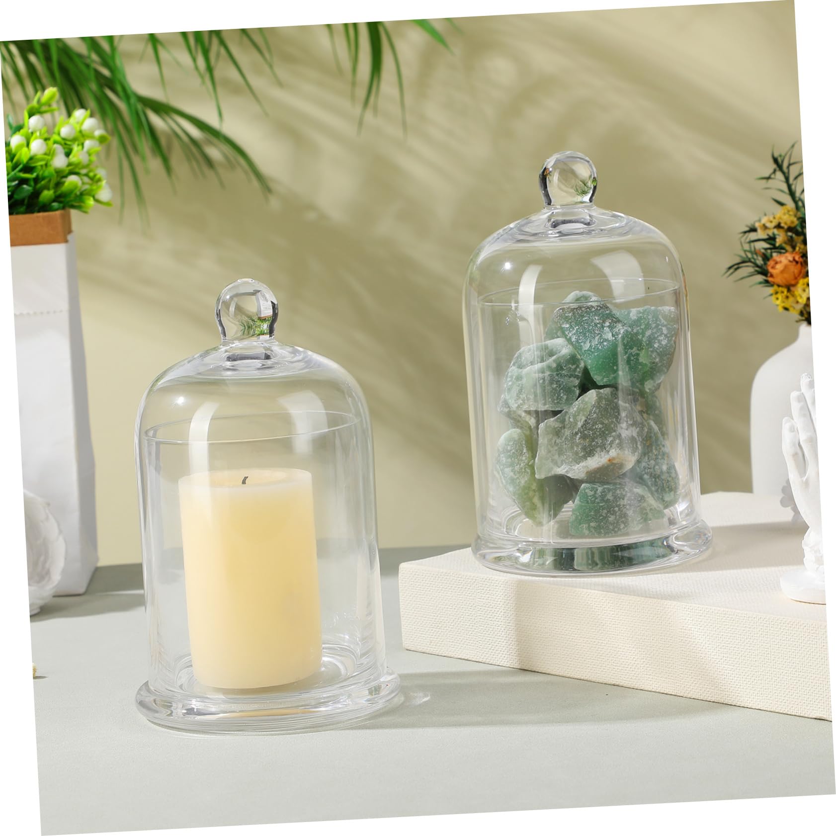 Candelabro de Vidrio Decorativo en Forma de Campana, 2 Juegos | Acabado Simple y Romántico, para Fiestas y Regalos de Cumpleaños, Crea Ambiente Relajante y Luminoso