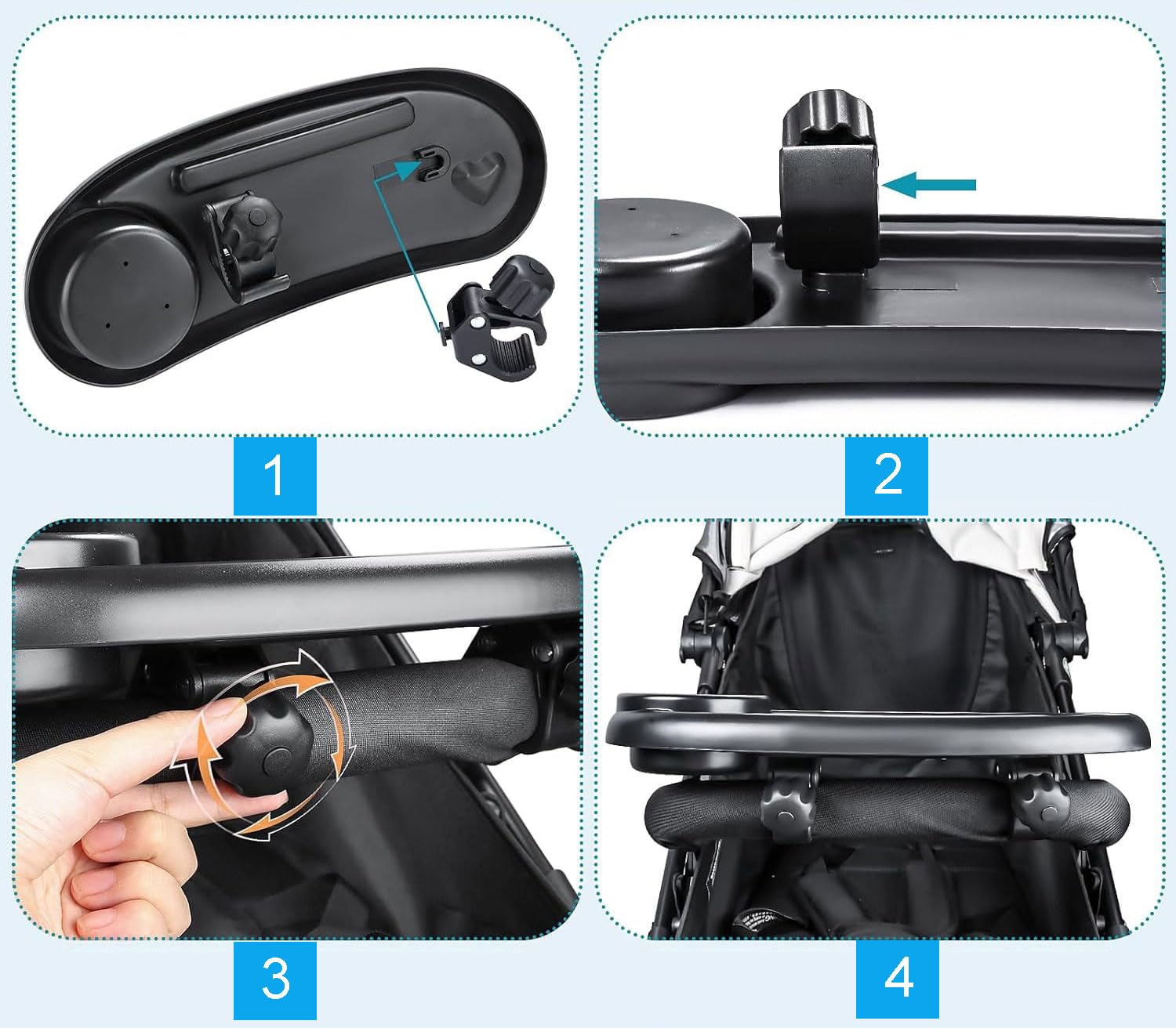 Bandeja universal para cochecito de bebé, bandeja universal para cochecito de bebé, con soporte para bebidas, accesorio para cochecito, adecuado para botellas de agua, alimentos, teléfonos móviles,