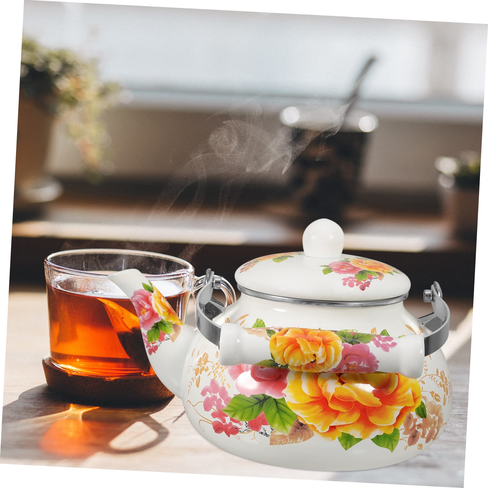 GREENADSCAPE Emaille Teekessel Retro - Hitzebeständiger Wasserkocher Für Herd & Induktion