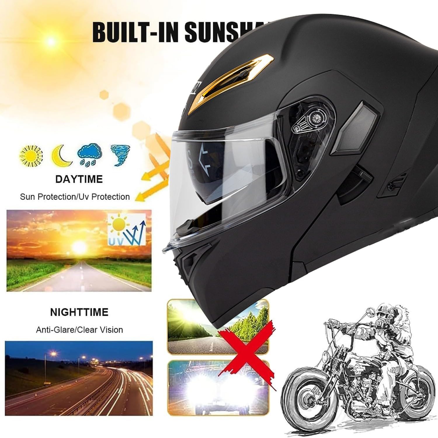 Casco Integrali Moto Apribile Con Doppia Visiera Caschi Integrale Apribili e modulari Approvato DOTECE Elmetto Integrato Modulare Fibbia a sgancio rapido Per Uomini Donne