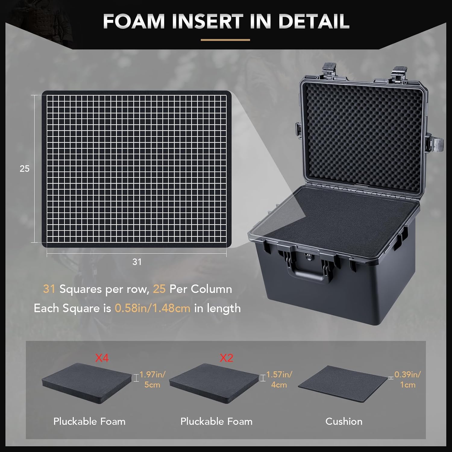 Detailed foam insert dimensions