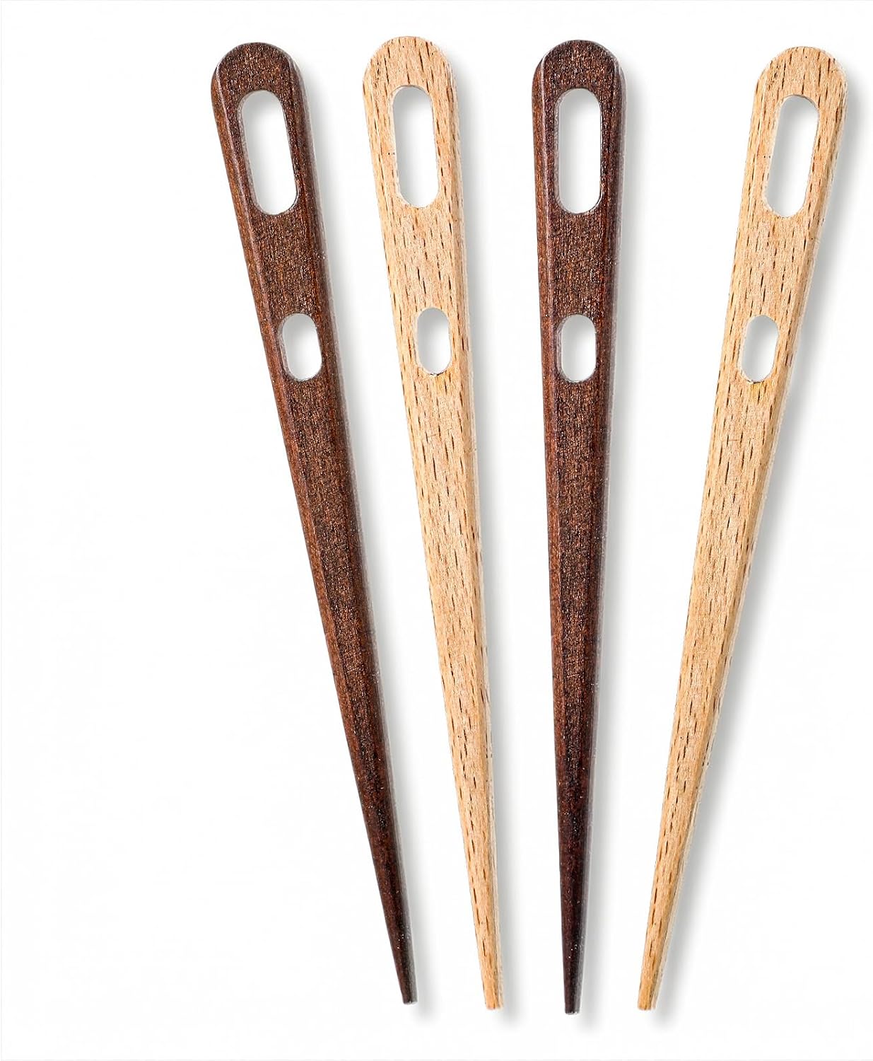 WJIAAA 4Pcs Nalbinding Needle, Large Two-Eyed Weaving Needles for Knitting Crochet, Multipurpose Beech Wood Tapestry Needle