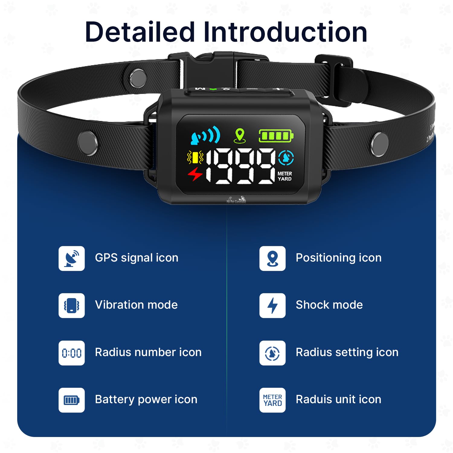 My Pet Command Wireless GPS Dog Fence No Wires & No Base Transmitter Outdoor Radius Coverage 33-1999 Yards IPX7 Waterproof Collar w/Tone, Vibrate & Safe Static Modes Fits Dogs 8″-28″ Neck (S to XL) - image 3