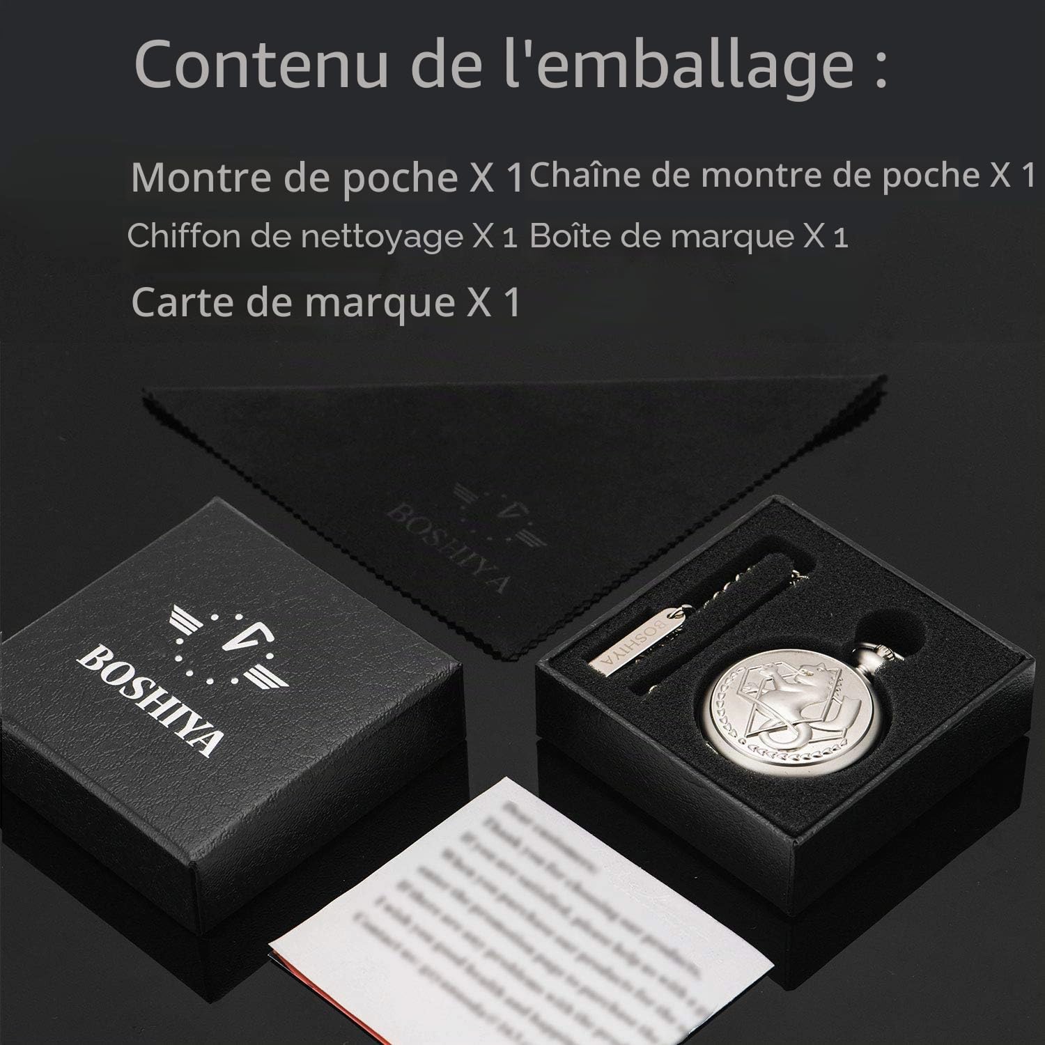 BOSHIYA Fullmetal Alchemist Montre de poche avec boîte à chaîne pour accessoires Cosplay Anime Merch