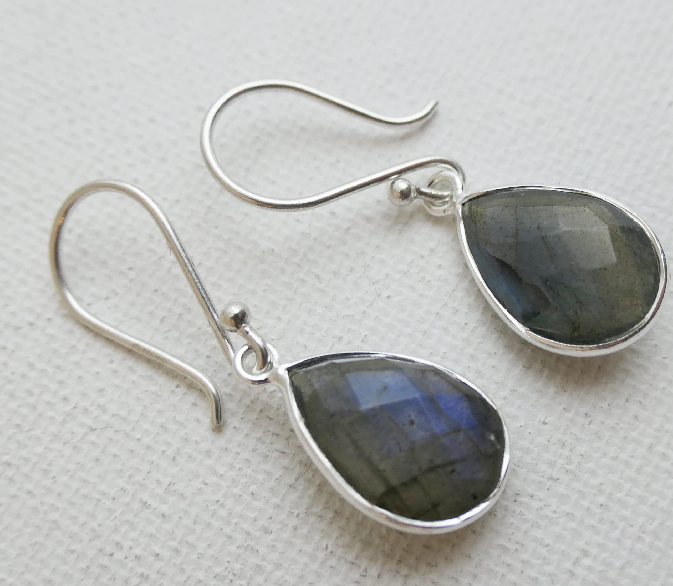 Labradorit Tropfenform Sterling Silber Ohrringe