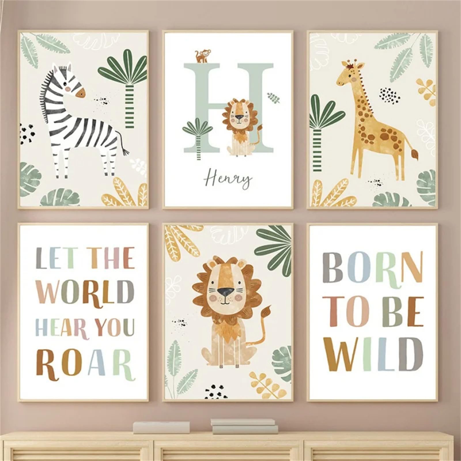 champracer 3er Set Poster Kinderzimmer,Kind Waldtiere Poster Kinder Wandbilder,Deko Babyzimmer Jungen Mädchen,Bilder Kinderzimmer Giraffe Zebra Löwe Bilderwand ohne Rahmen (40 x 50 cm)