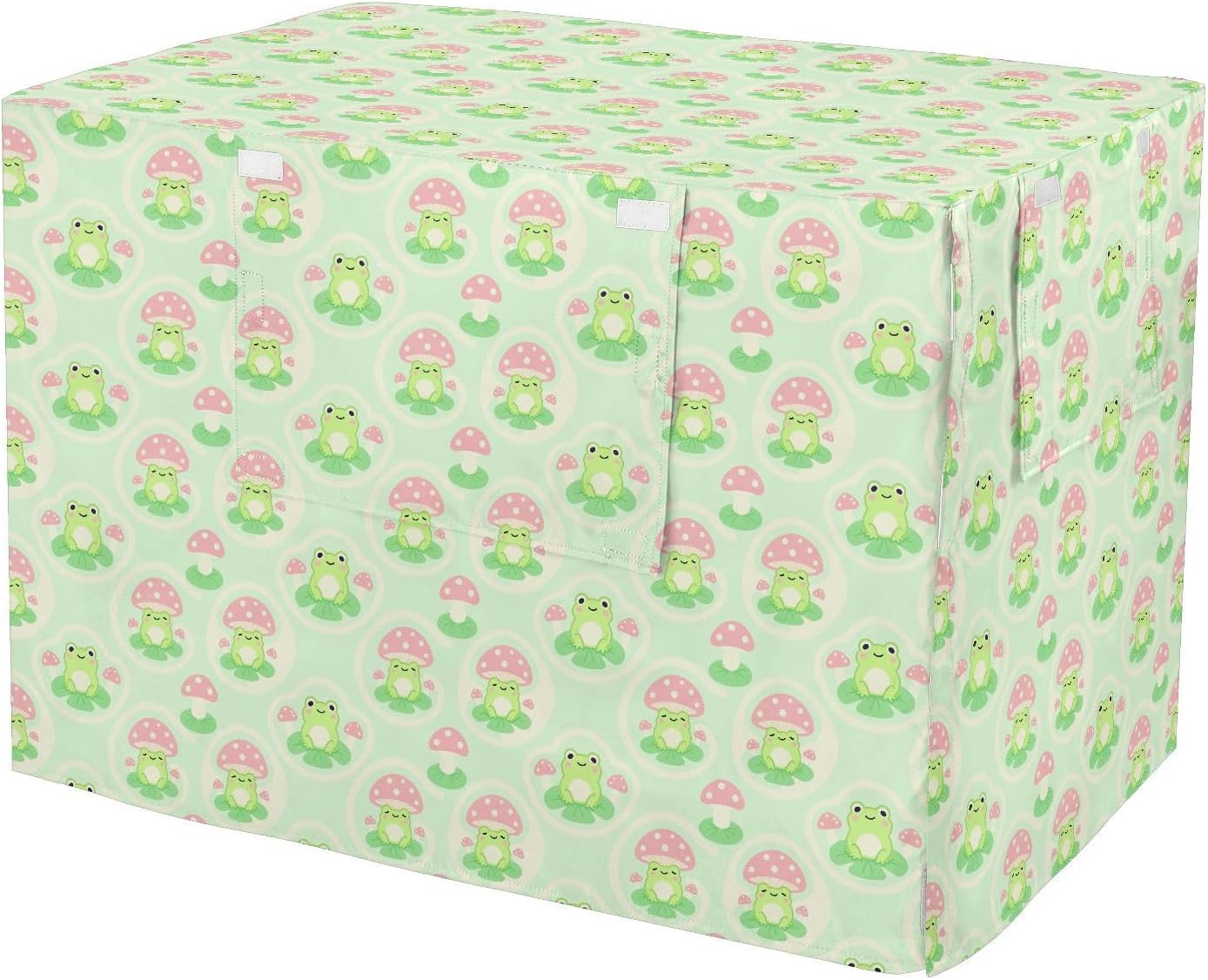 Cute Frogs Mushroom Cage Covers for Dog Crates Pet Kennel Cover Dog Crate Curtains 48 Inch