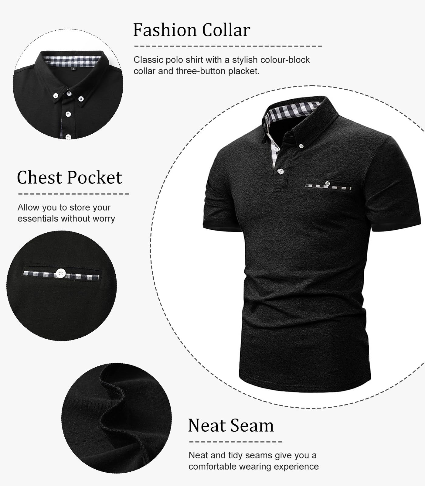 Zetieny Polo Uomo Manica Corta Traspirante Golf T-Shirt Tennis Polo Shirt Estiva Abbigliamento da Lavoro Magliette