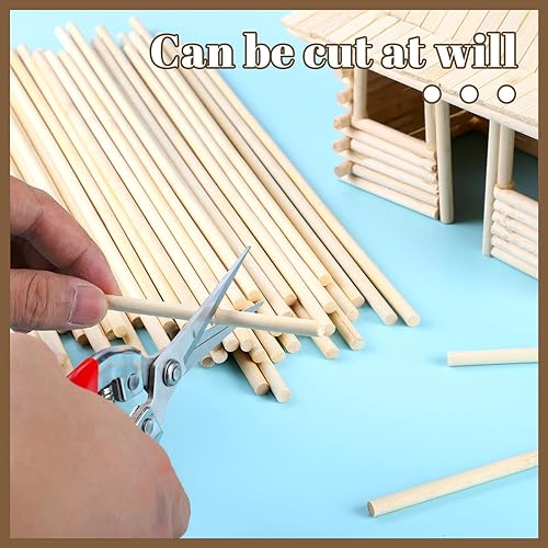 Miniatura 9 de 150 varillas de pasador, 18 x 12 pulgadas, varillas de madera para manualidades, varillas de bambú natural sin terminar para manualidades y bricolaje