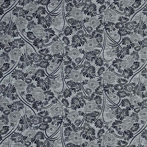 HOMESCAPES Blue and Grey Patterned Pencil Pleat Curtain Pair - Vintage Floral Motif Design - 167cm (66") Wide x 137cm (54") Drop - Fully Lined Curtains