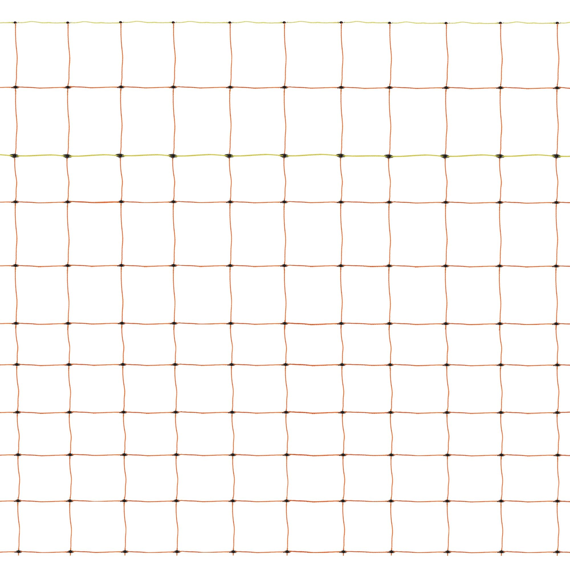 Malla Eléctrica para Aves de Corral 50m Conductora | 1.2m de Altura | Polietileno con Alambre de Acero Inoxidable | 14 Estacas Dobles + 10 Estacas de Tierra extra | Kit de Reparación INCLUÍDO