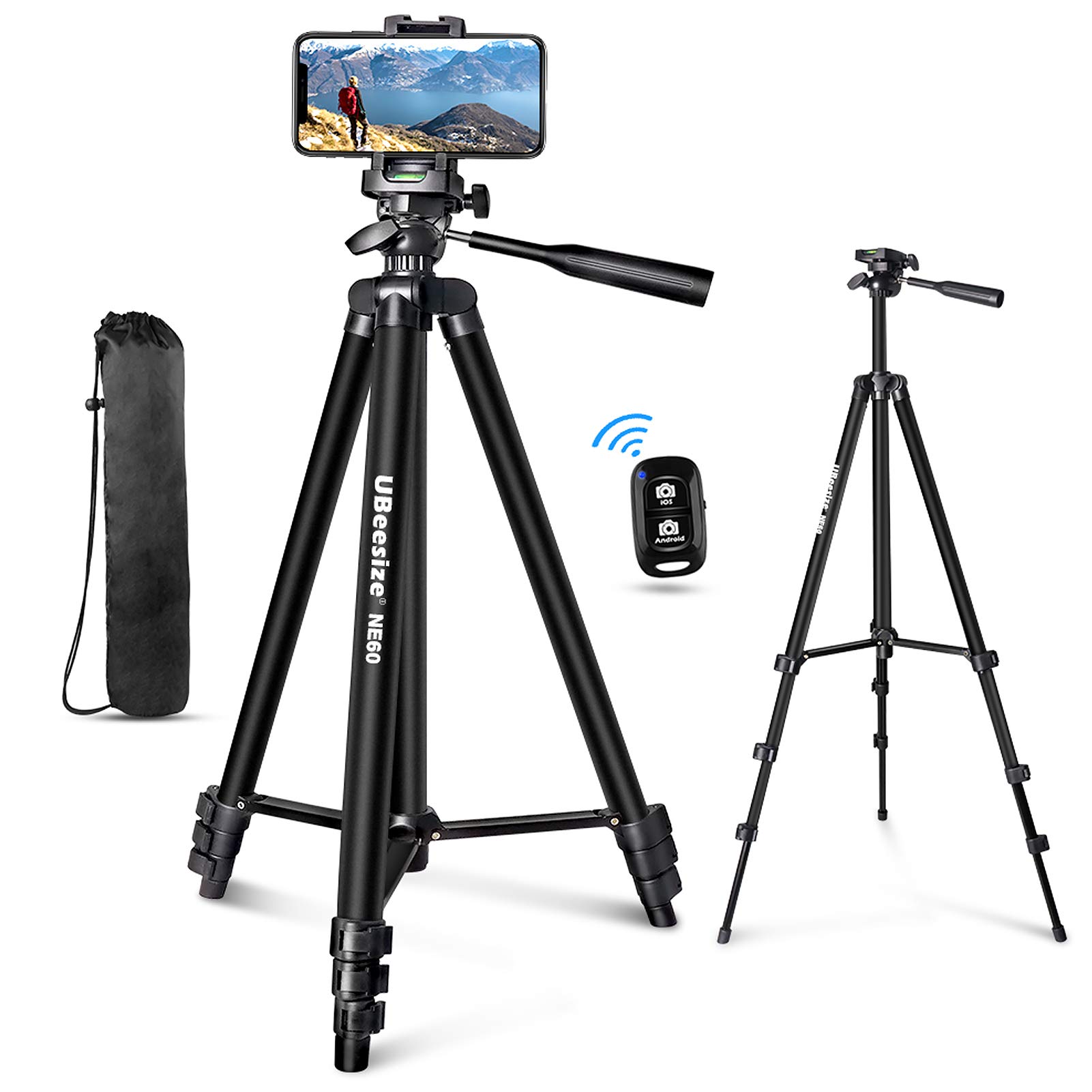 UBeesize 60 Inch Mobile Phone Tripod for Camera and iPad, Tripod for Selfies/Video Recording/Live Streaming