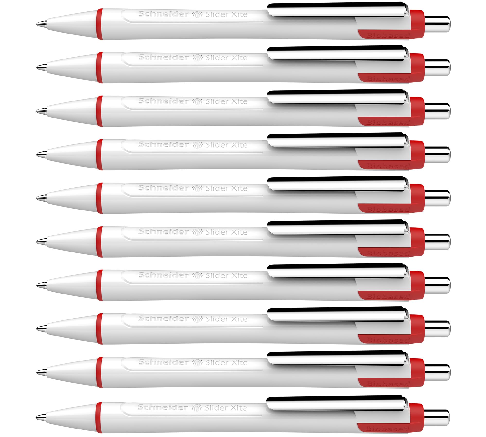 Schneider Slider Xite Ballpoint Pen - Red / Pack of 10 - Refillable Ballpoint Pen
