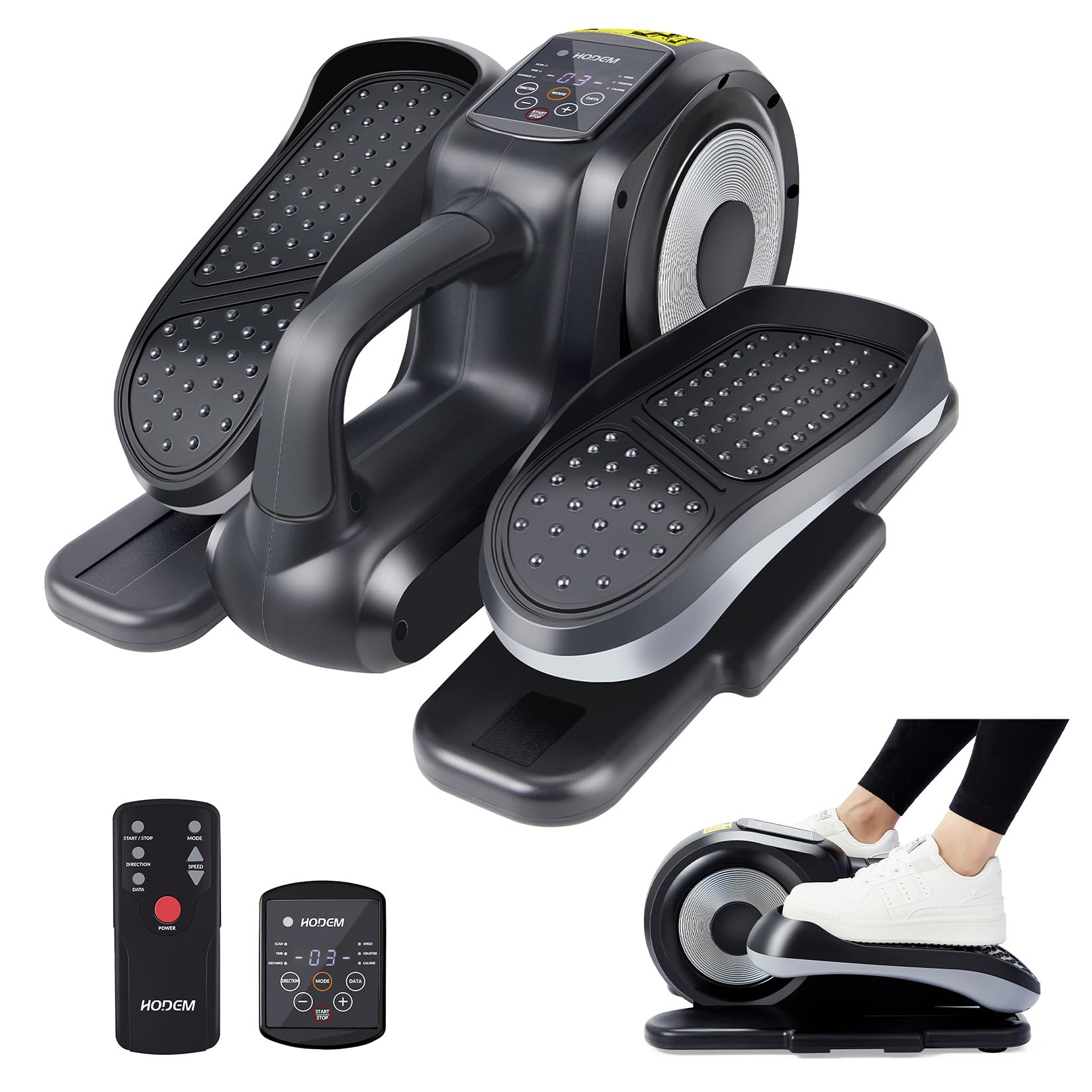 Under Desk Elliptical Electric Mini Elliptical Training Machines Seated Pedal Exerciser with Display Monitor and Remote Control Home Office Steppers Exercise