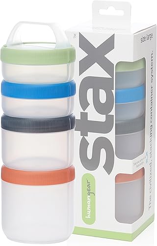 humangear STAX, contenedores apilables para aperitivos  Sistema de viaje de aperitivos a prueba de fugas de 4 piezas  Seguro para alimentos por la