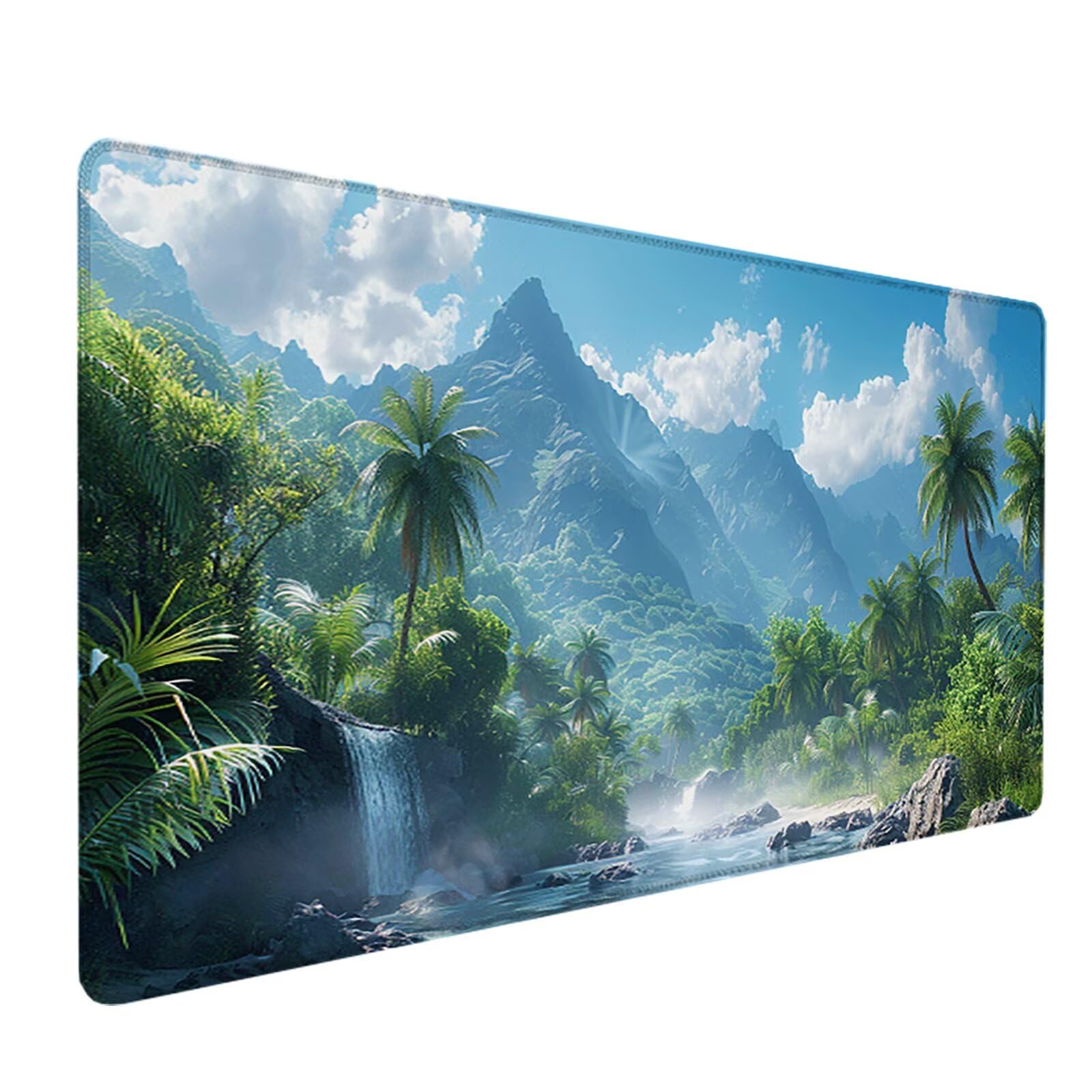 Bosque Alfombrilla Ratón Gaming XXL 1500x800x3mm, Alfombrilla Gaming Verde Mousepad con Base de Goma Antideslizante, Impermeable Desk Mat para Teclado y Raton, Accesorios Gaming Regalos de Hombre Z-9