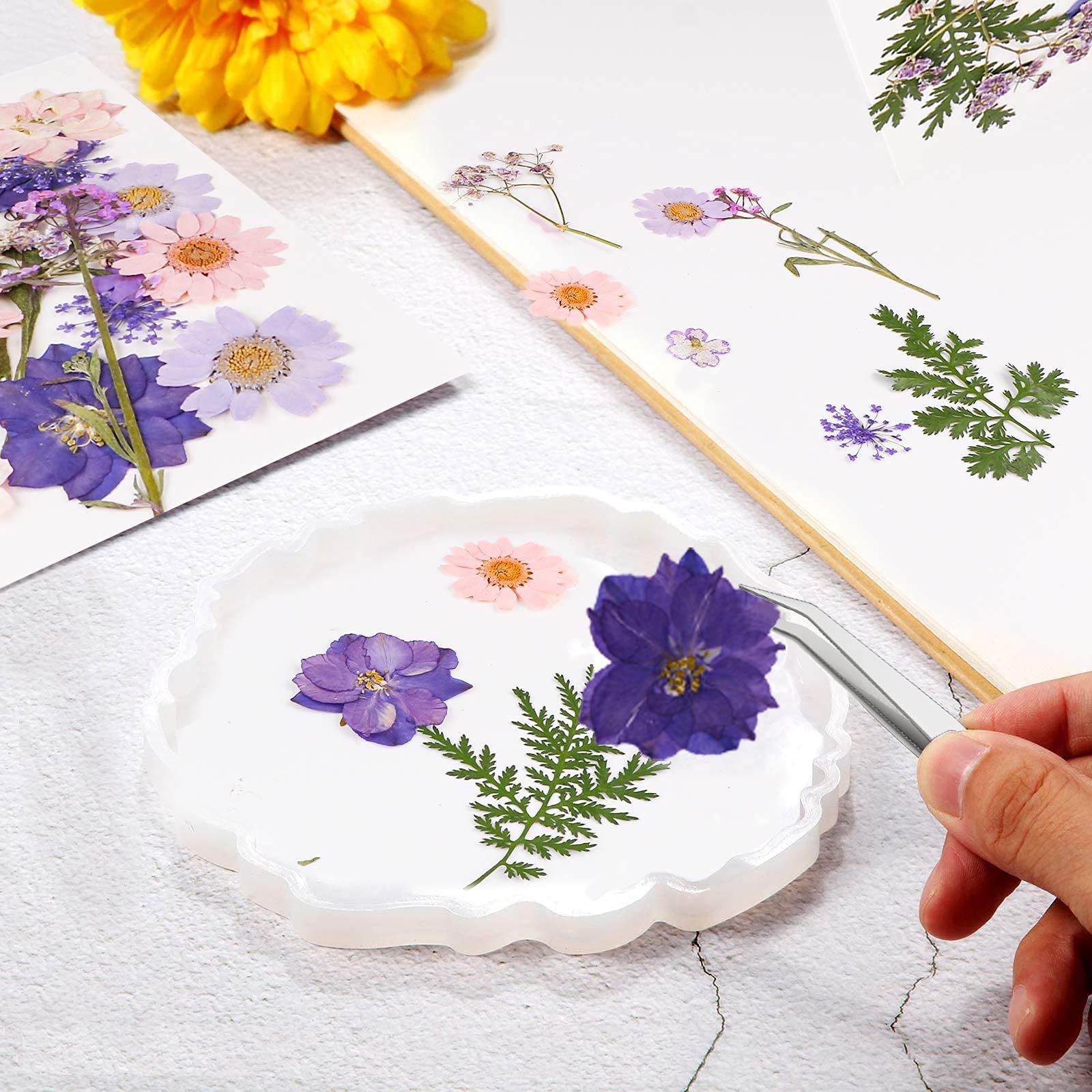 Fleurs Séchées Naturelles Vautvis - 159 Pièces + Pince - Pour Résine Époxy, Scrapbooking, Décoration
