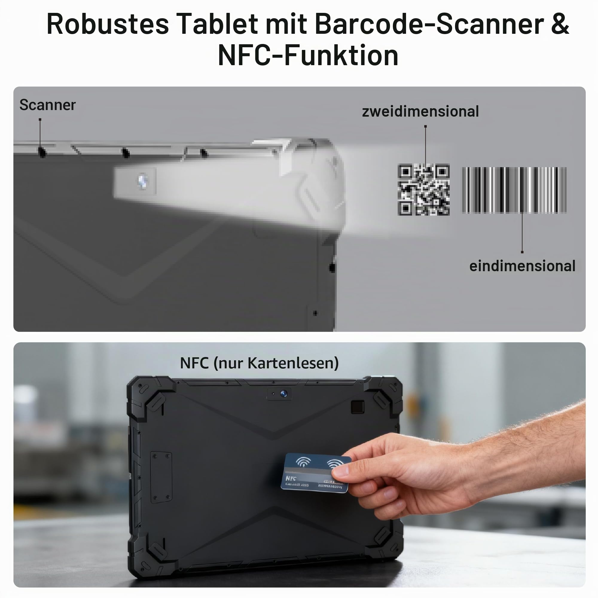 Robustes Tablet PC Win11 Outdoor PC Tablet Staubdichtes Wasserdicht Stoßfest, N150, 16GB Ram, 256GB Rom, Sonnenlichtlesbares Display, SIM 4G, GPS, NFC, Barcode Scanning, Type-C, RS232