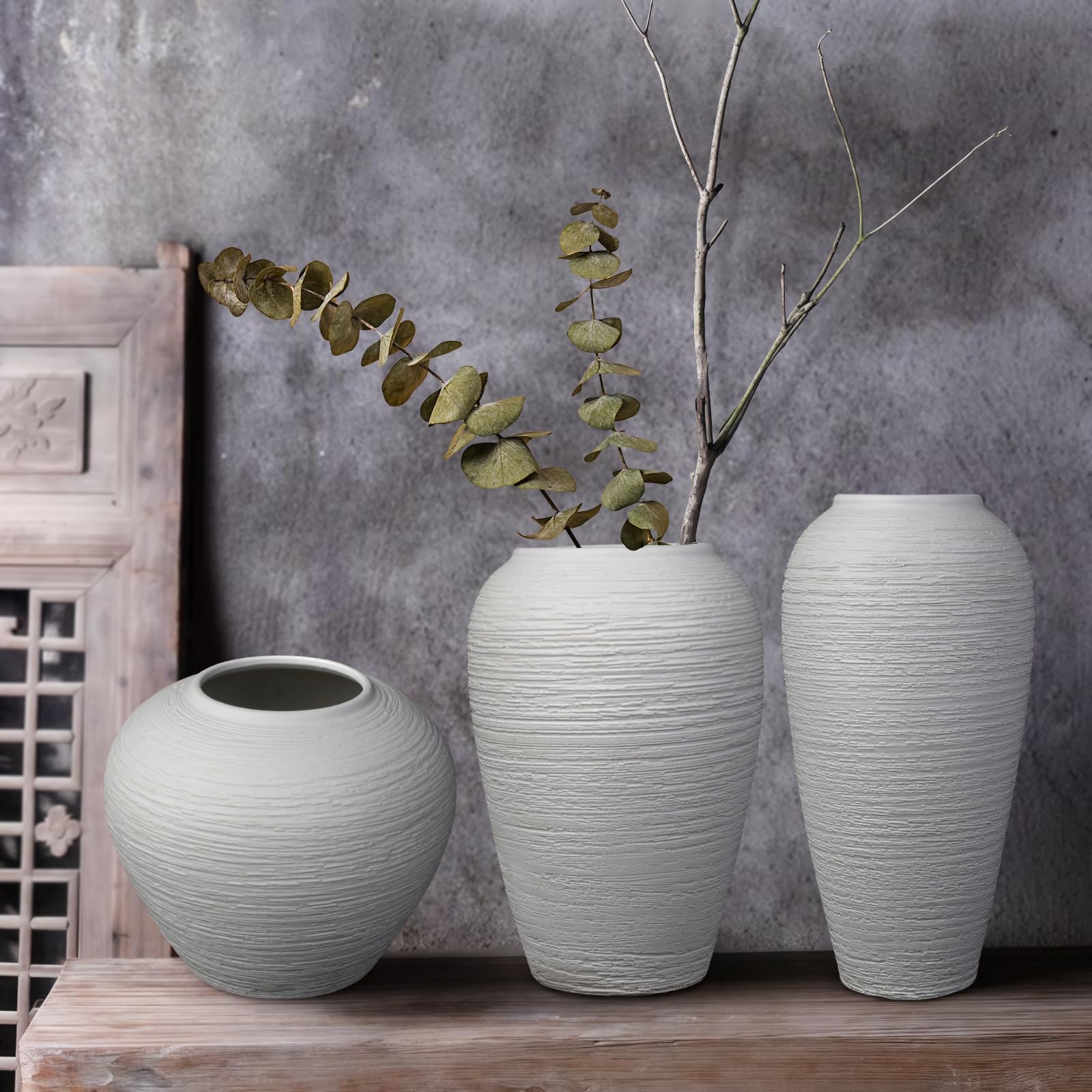 Amazon.co.jp: セラミックファームハウス大型花瓶、10.2インチ