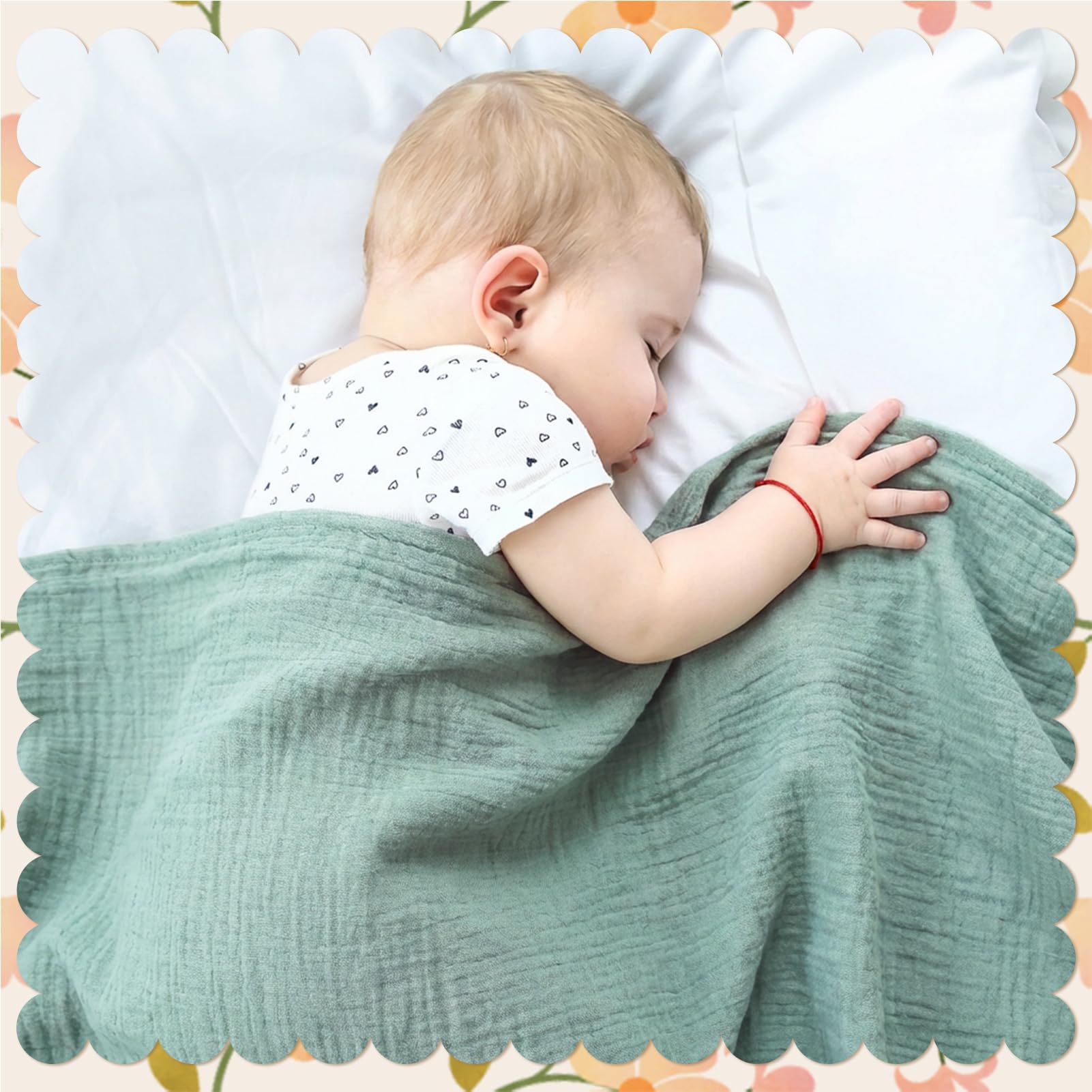 GSrenyu 2 Pcs Muslin Cloths Large 100x100cm 100% Cotton Baby Muslin Blanket 0-3 Months Large Swaddle Baby Essentials For Newborn Shower Gift - Image 4