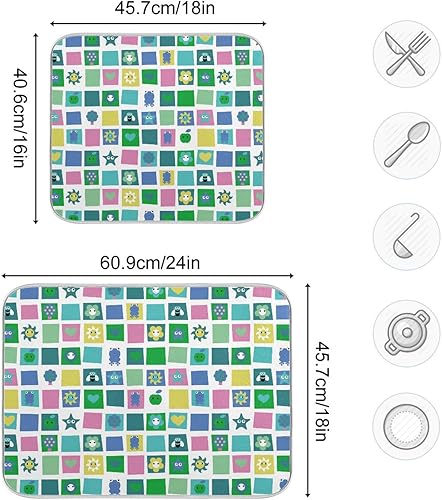 Miniatura 2 de Plaid Fashion Dish Mat Washnable Absorbent Dish Drainer Mat For Kitchen Counter Dry Matt Tapete Para Cocina 16'' x 18''