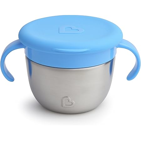 Munchkin Stainless Steel Snack Catcher with Lid, 9 Ounce, Blue