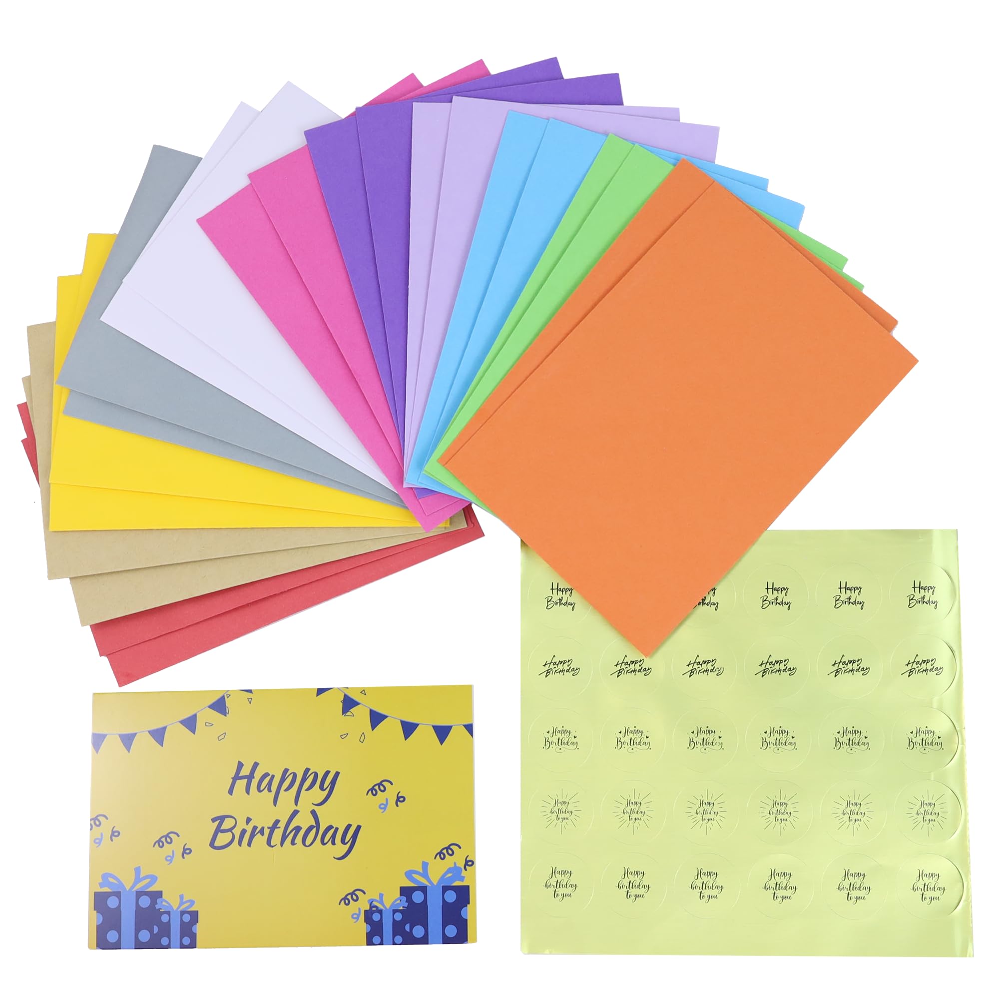 Dessie Assortimento di 80 biglietti di auguri di buon compleanno – Biglietti di compleanno sfusi con buste, messaggio all'interno, scatola e sigilli d'oro – Confezione multipla di biglietti di