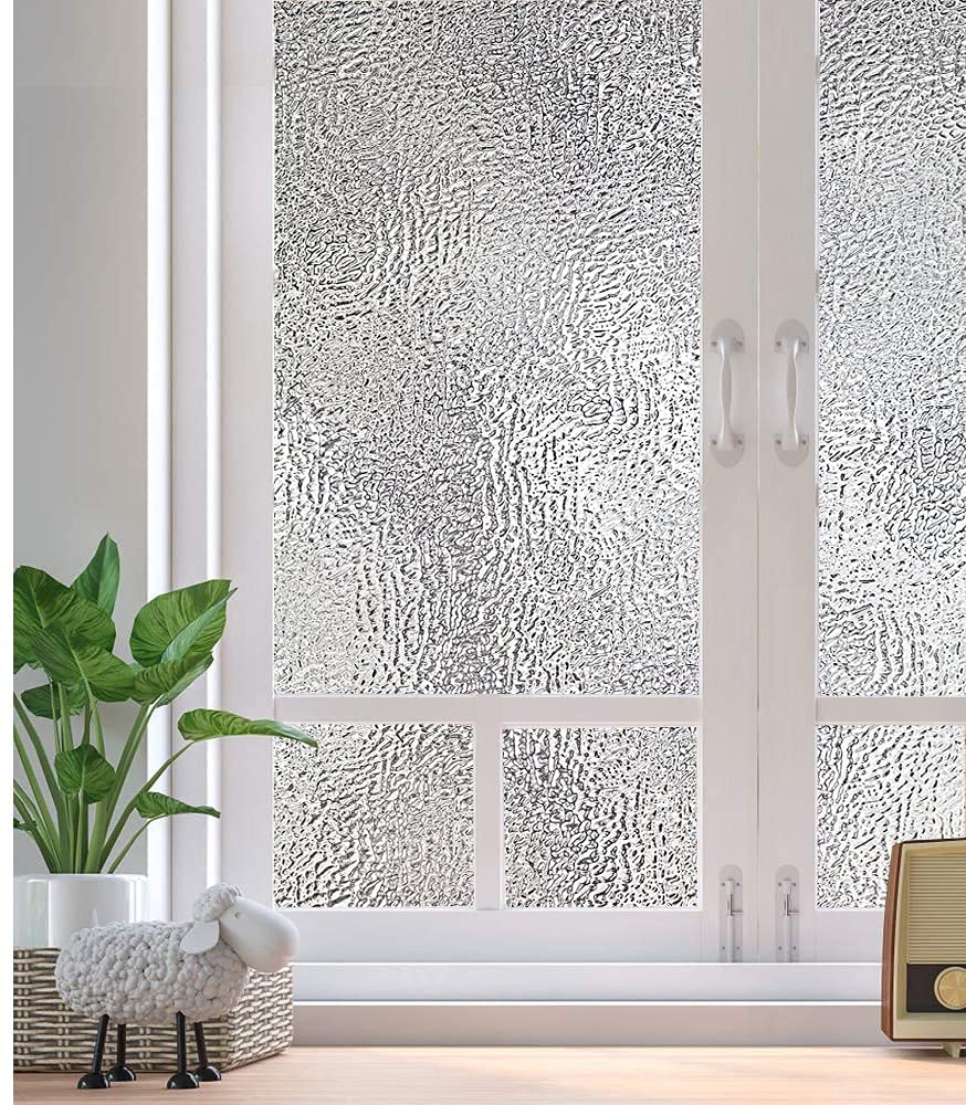 Película decorativa para ventana, sin pegamento, estática, autoadhesiva, patrón de cristal, decoración de vidrio, pegatinas para baño (75 x 500 cm)