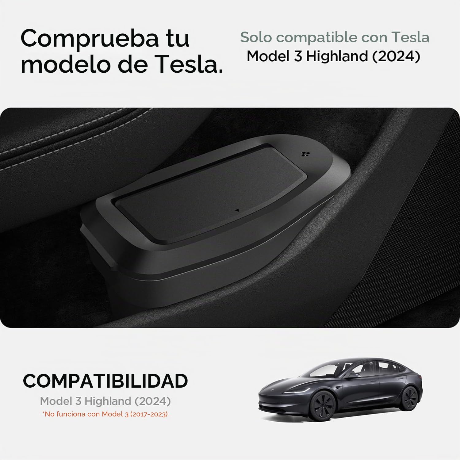 Spigen Papelera Interior para Tesla Model 3 2026 Highland para Puerta del Coche, Incluye 50 Bolsas, Diseño Compacto, Eliminación Fácil de Residuos (Solo Lado del Conductor)