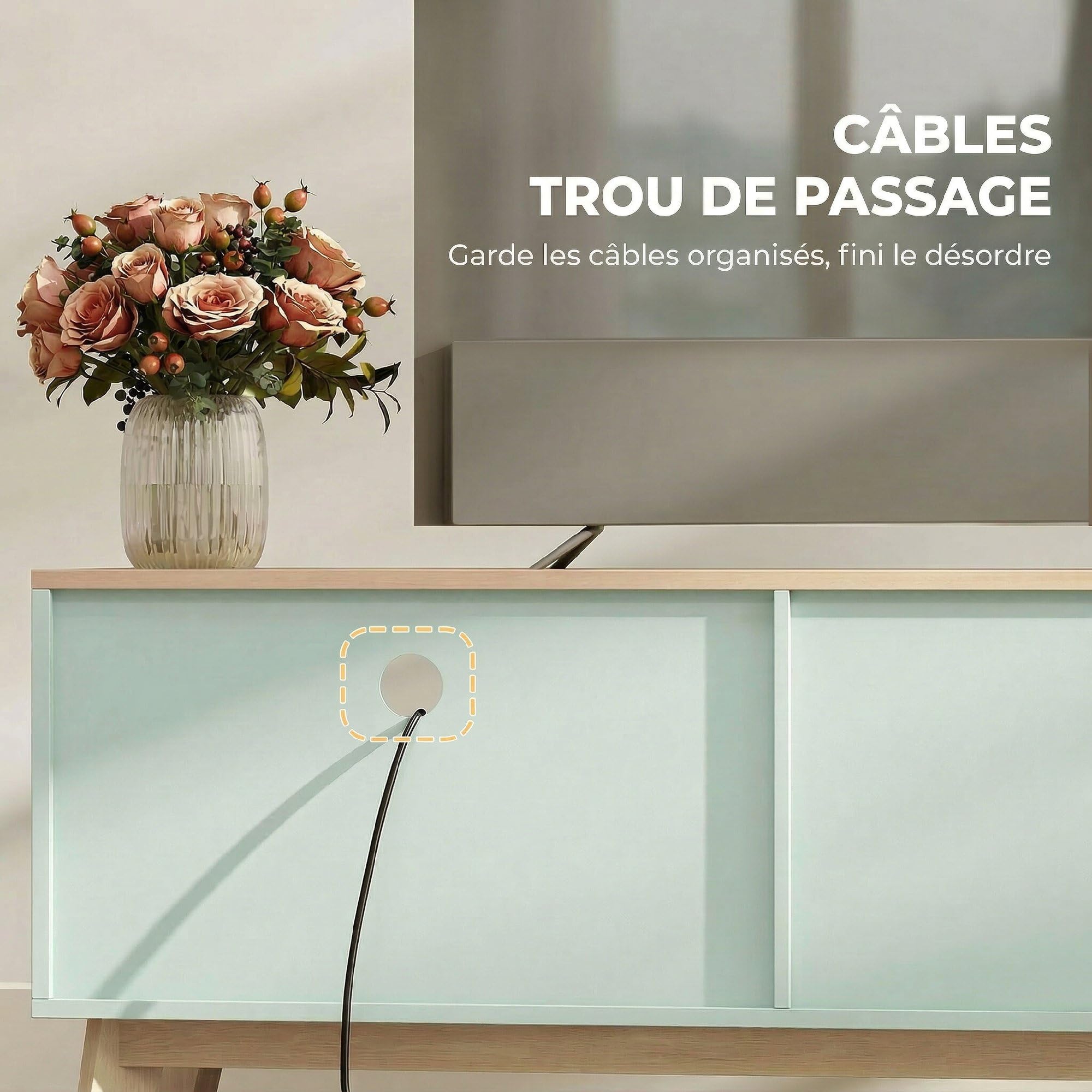 HOMCOM Meuble TV 120 cm pour Téléviseur jusqu'à 36 Pouces Vert Clair