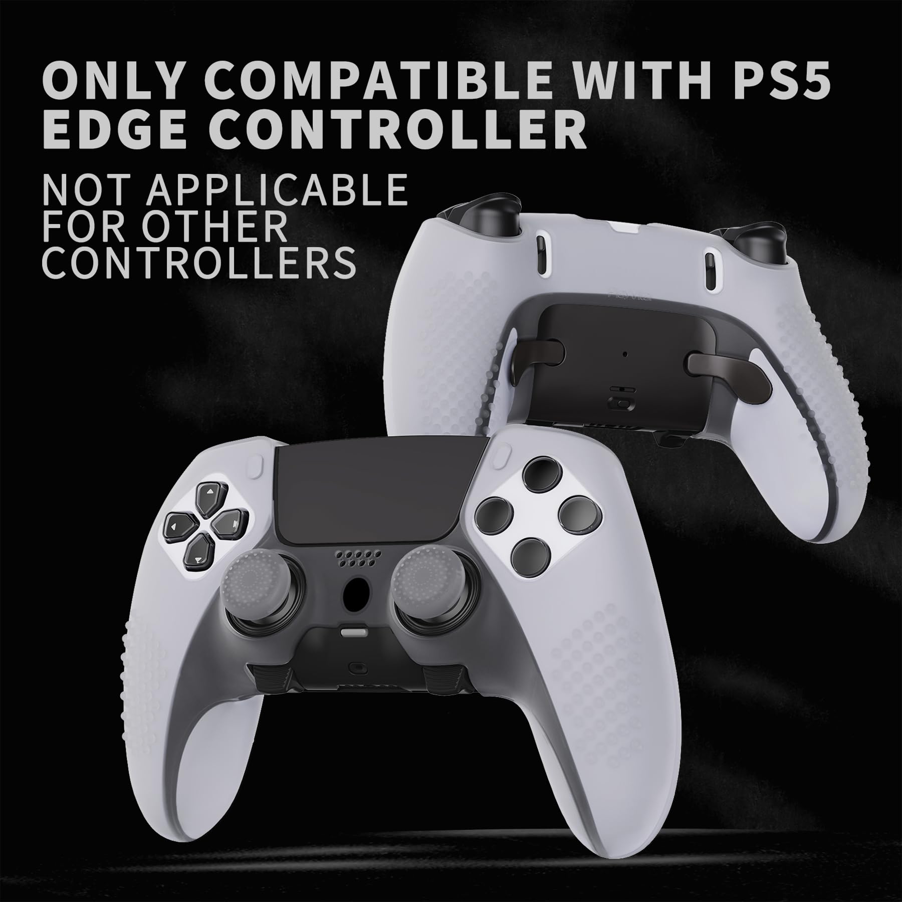 PlayVital Etui ochronne na kontroler PS5 Edge, etui ochronne z miękkiej gumy z 6 nakładkami na rysik do bezprzewodowego kontrolera PS5 Edge (edycja z wypustkami 3D, przezroczysta)