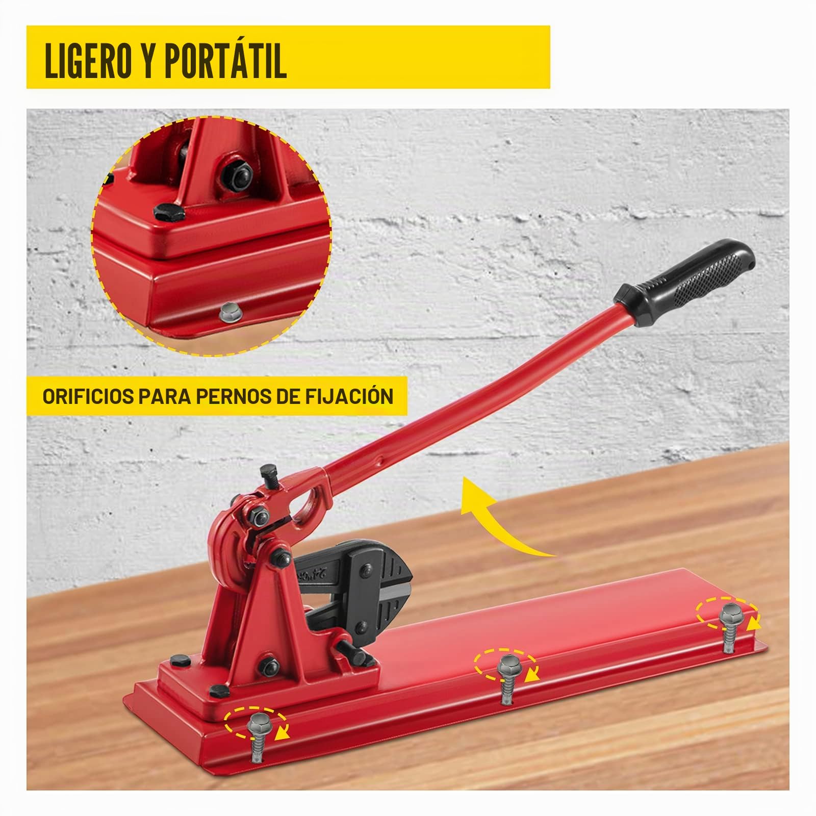 VEVOR Engarzadora de Banco de 61 cm Herramienta de Engarzado Manual de Acero de Aleación con Capacidad de Corte de 9,5 mm para Construcción de Cables, Industria Mecánica, Mantenimiento, Taller, Garaje