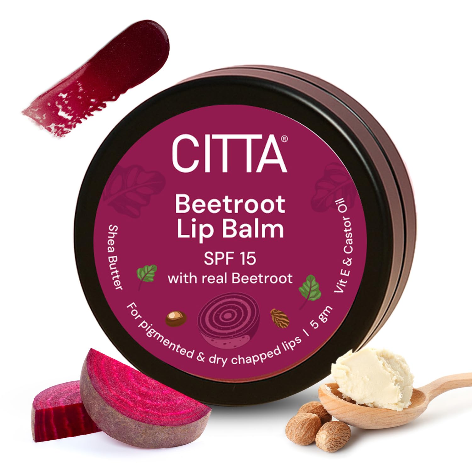 CITTA Beetroot Lip Balm SPF15 With Natural Pink Tint | For Pigmented, Dry Chapped Lips | With Shea Butter, Castor Oil & Vit E | Reduces Pigmentation, Repairs & Deeply Moisturizes | 5g-image-7