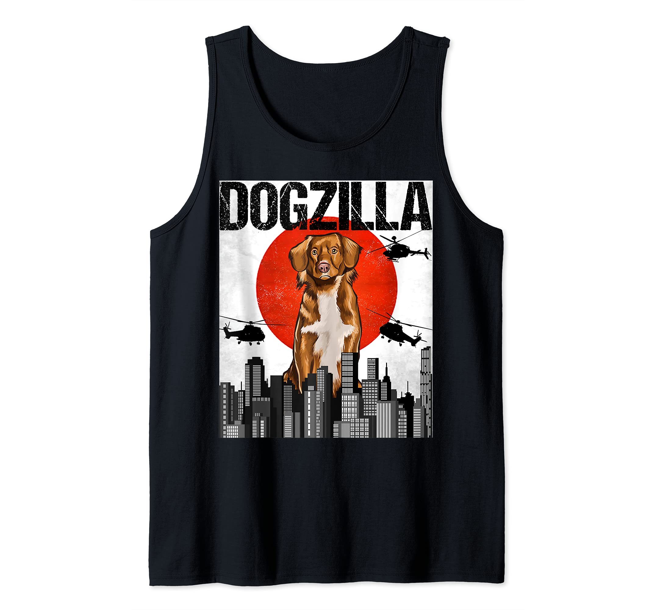 Funny Vintage Japanese Dogzilla Duck Tolling Retrievers Tank Top, Black
