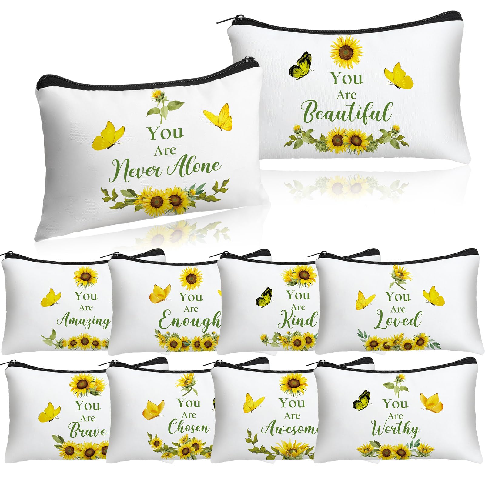 Hillban 10 Pcs Inspirational Cosmetic Bag for Mother's Day Women Gifts Bulk Christian Gifts for Church Women Administrative Professionals Day Makeup