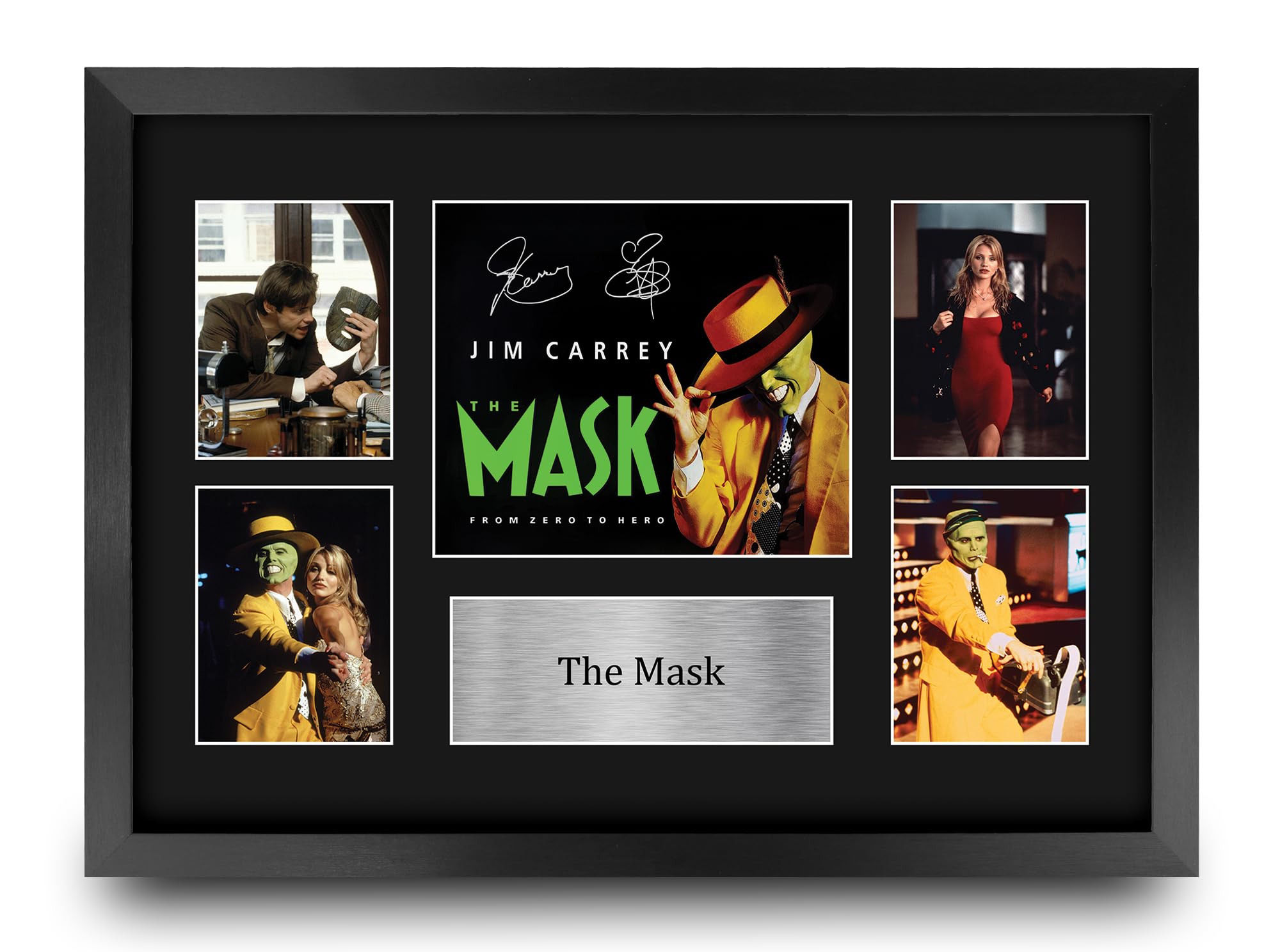 The Mask Gifts Printed Signed Autograph Presentation Display Montage for Movie Memorabilia Fans - 16" x 12" Framed