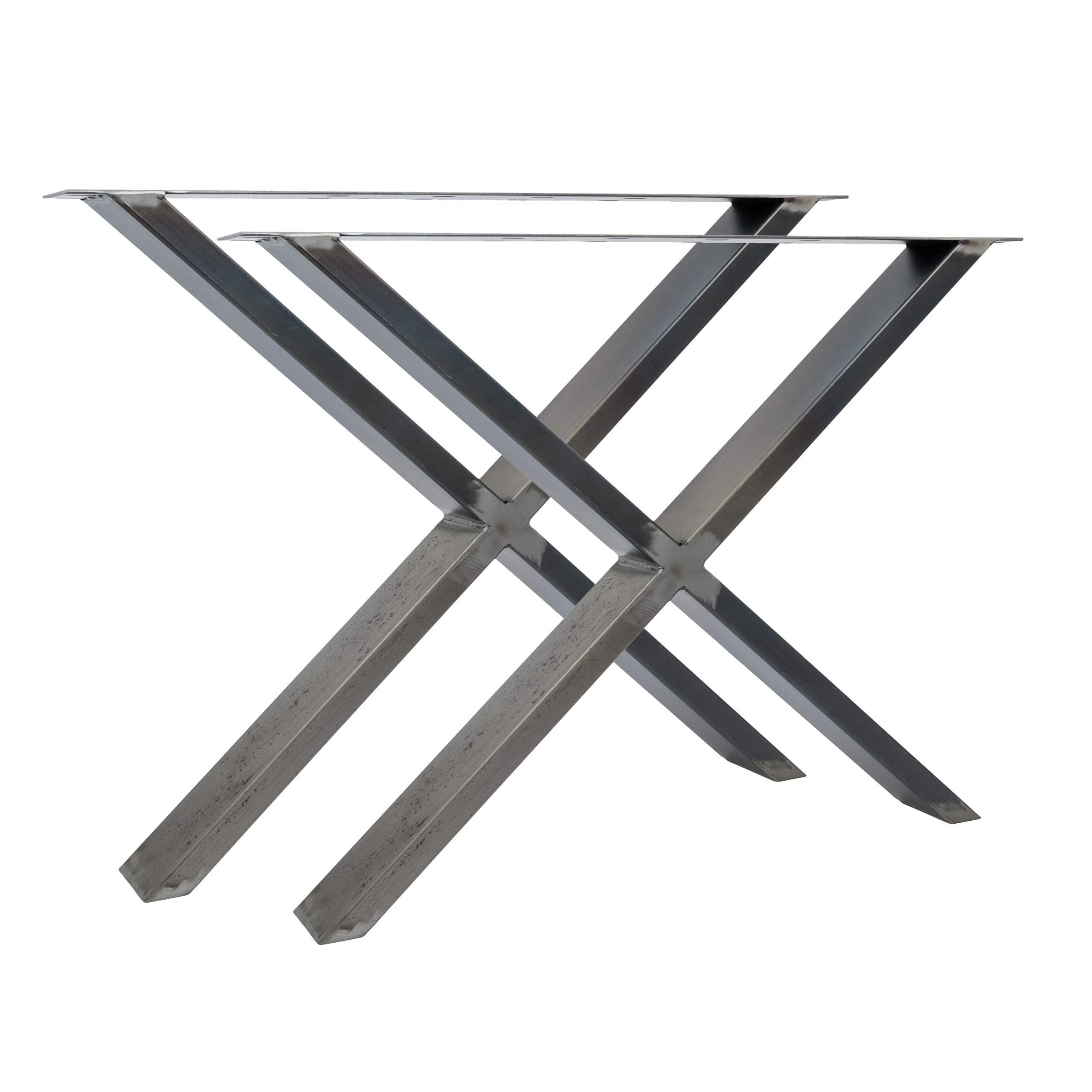 Natural Goods Berlin 2X Tischkufen X-Form - Tischbeine Metall - Tischgestell Outdoor Industrial Design - Tischfüße Metall - Stahl Möbelfüße - Möbelkufen für Esstisch, Schreibtischfüße - B85 x H72cm
