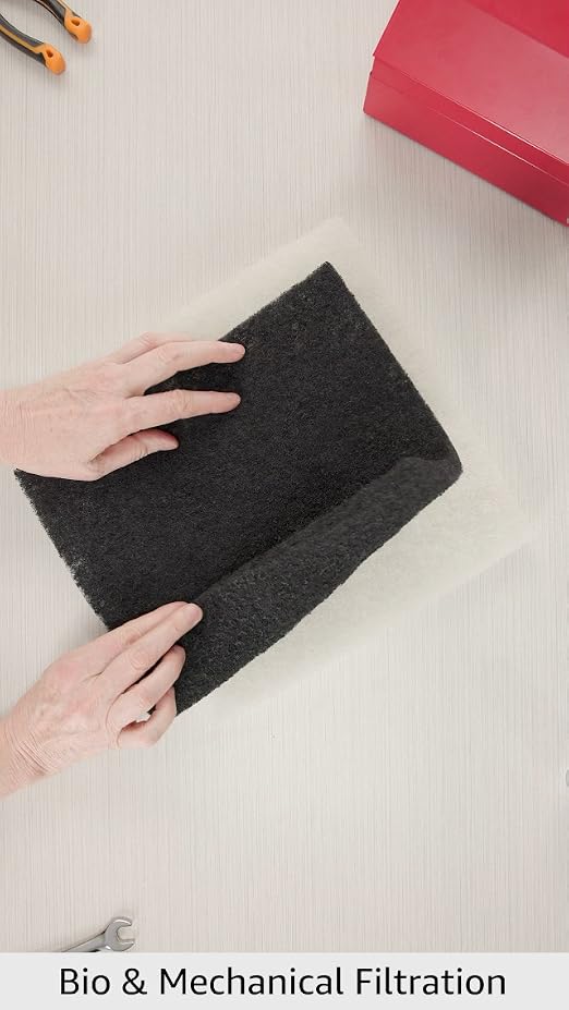Pet Life Danner Pondmaster Replacement Pads Filter Media Carbon & Coarse - Black and White - 12 In. X 12 in - 2 Piece