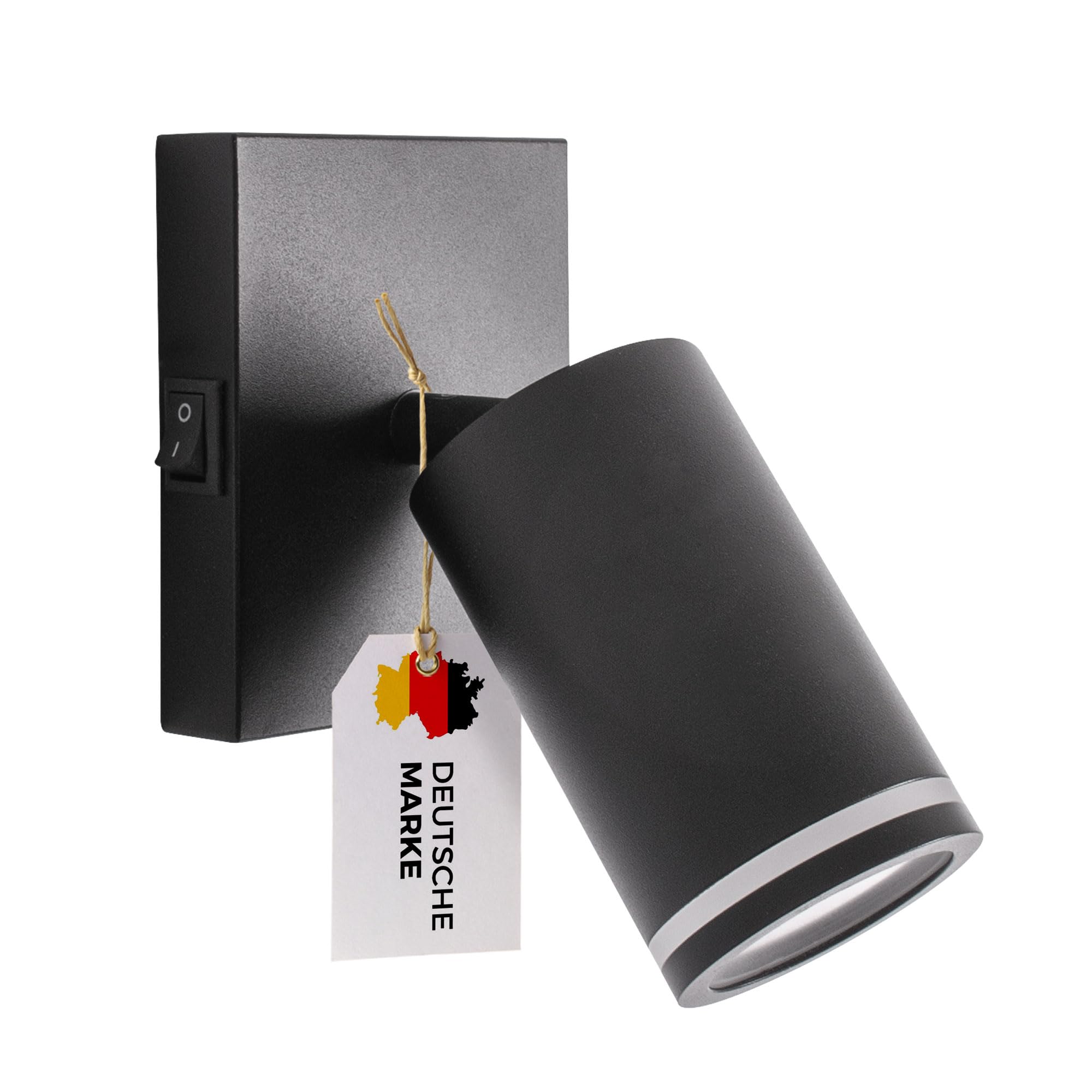 max K O M F O R T Moderne GU10 Deckenleuchte Wandleuchte PrimeSpot-1AU mit Schalter - Eleganter Lampenschirm aus Aluminium und Acryl, Schwenkbar, Schwarz, 867S-AU