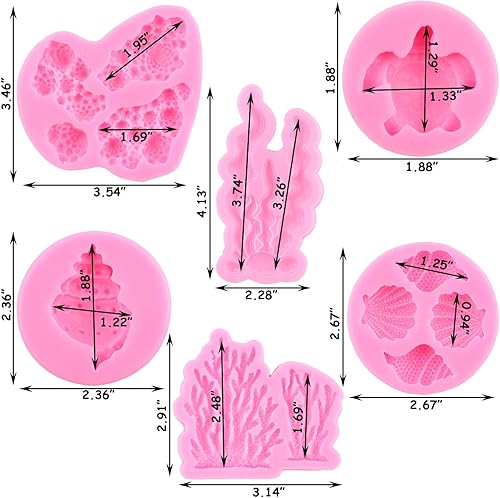 Miniatura 3 de ZiXiang Moldes de silicona con diseño de estrella de mar y conchas marinas, moldes para fondant de cangrejo, playa, delfín, molde de chocolate coral
