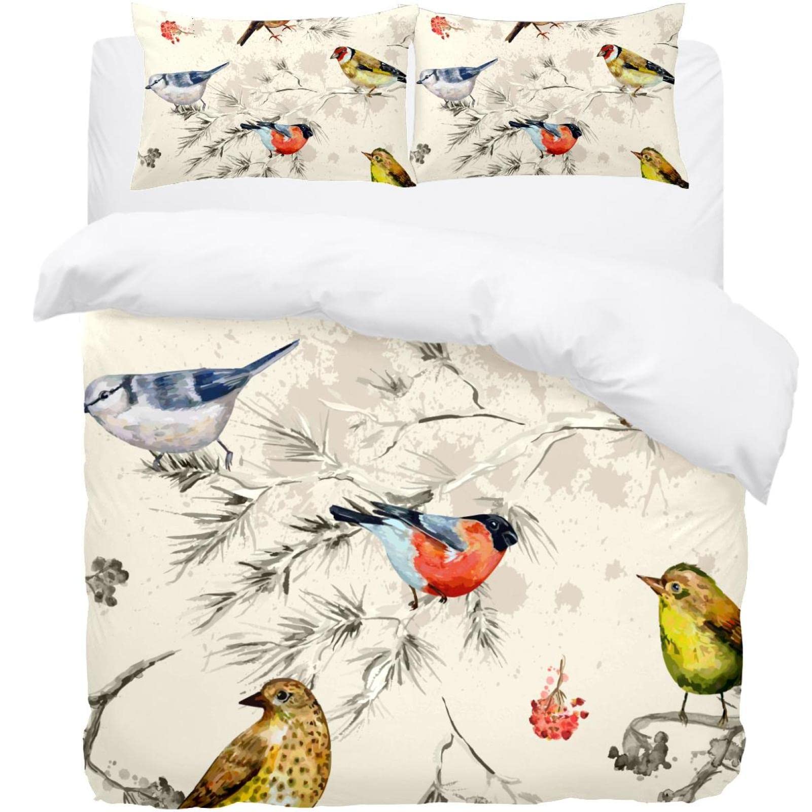 Parure de lit oiseaux rétro créez un cocon de douceur dans votre chambre simple 3 pièces
